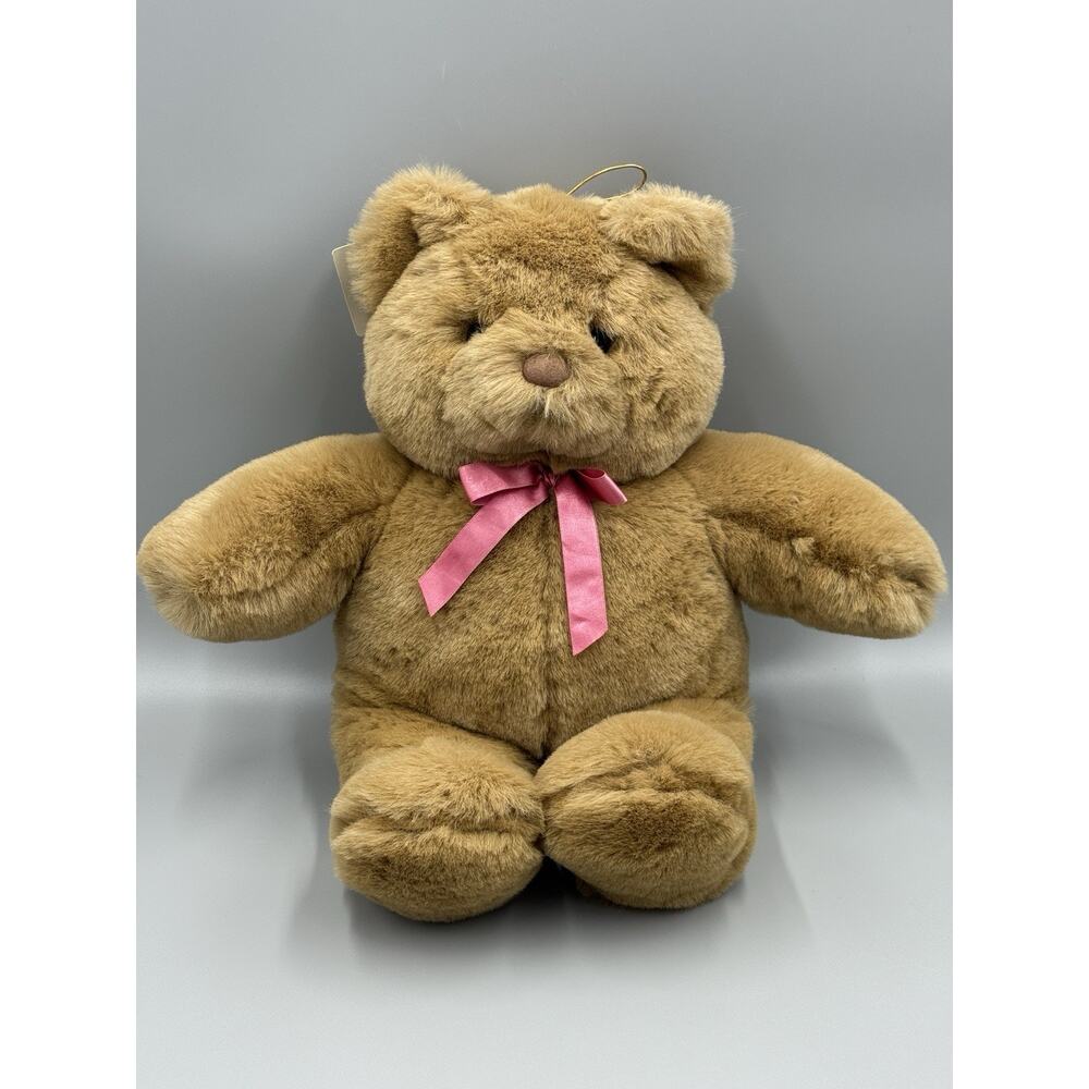 Vtg 1995 PLUSH CREATIONS Teddy Bear W/ Punk Ribbon Bow 15” Stuffed Animal